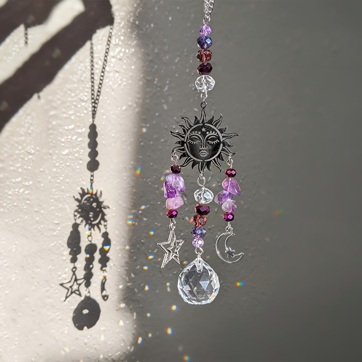 Celestial Moon Crystal Suncatcher - DippedShop Wholesale - #5395