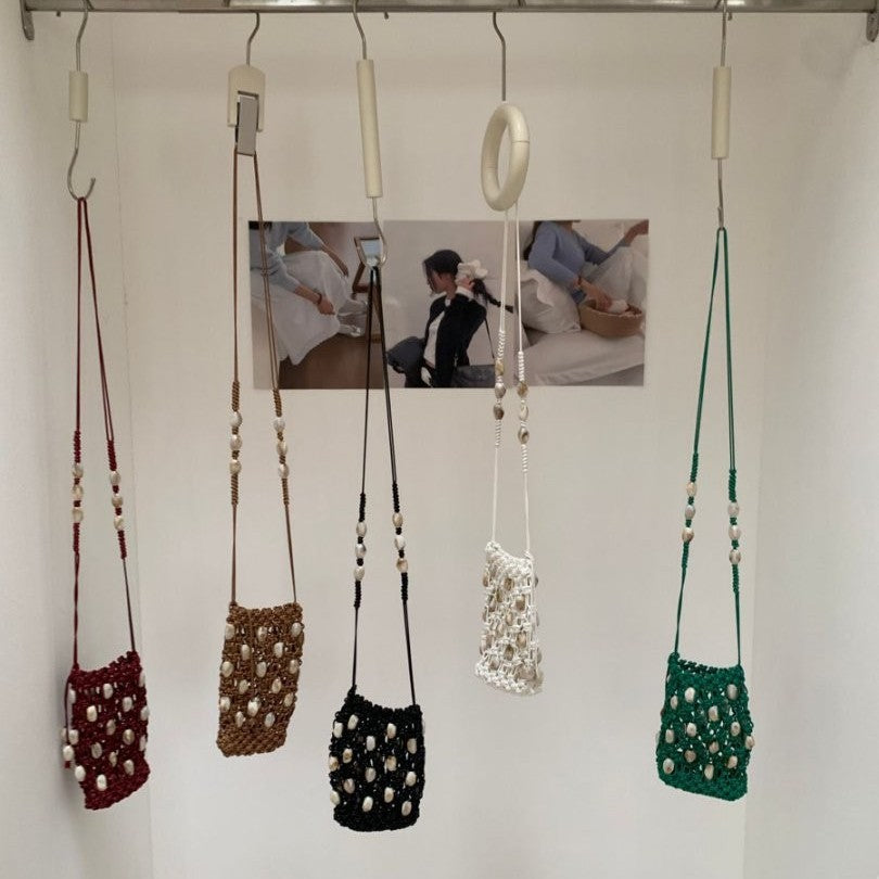 Mini Hollow Hand Made Bead Chain Crossbody Bag 8CW6BBG518L