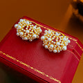 Vintage Hollow Out Pearl Cluster Hoop Earrings 6W6JER716