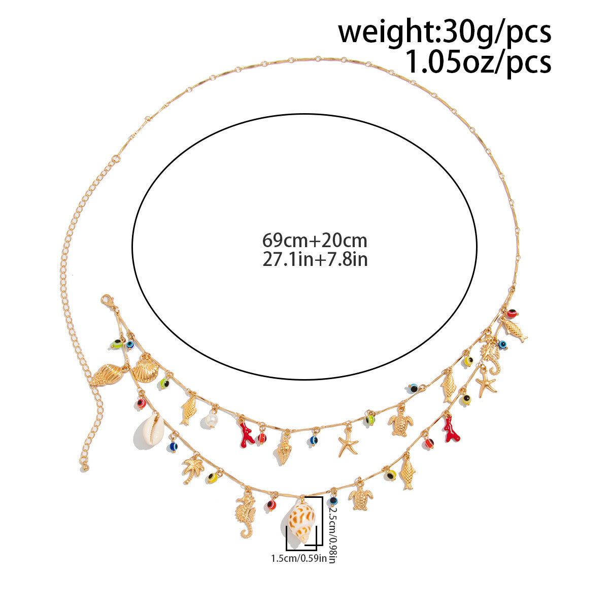 Sexy Beach Starfish Shell Layered Waist Chain 8ZA6JBC72L