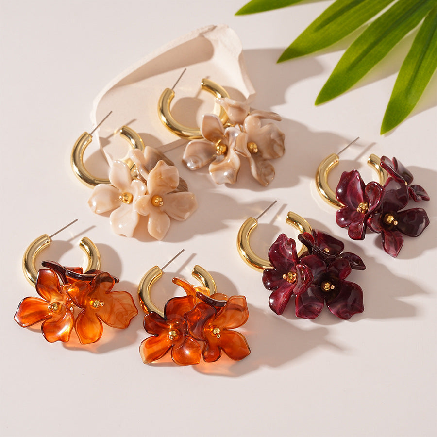 Acrylic Flower Petal Drop Stud Earrings DP25E721