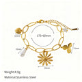 Stylish Gold Plated Heart Floral Pendant Bracelets 6W6JNC636