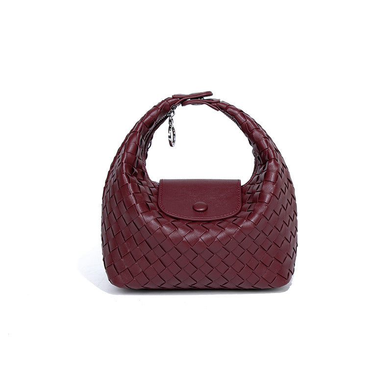 Casual Solid Color Woven Dumpling Handbag 6W10BBG1391