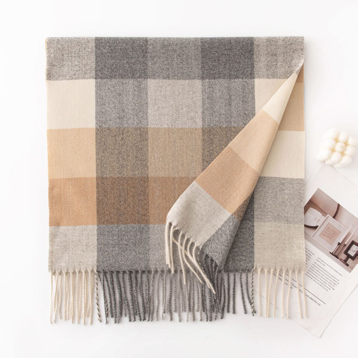 Vintage Plaid Wool Scarf - DippedShop Wholesale - #3891