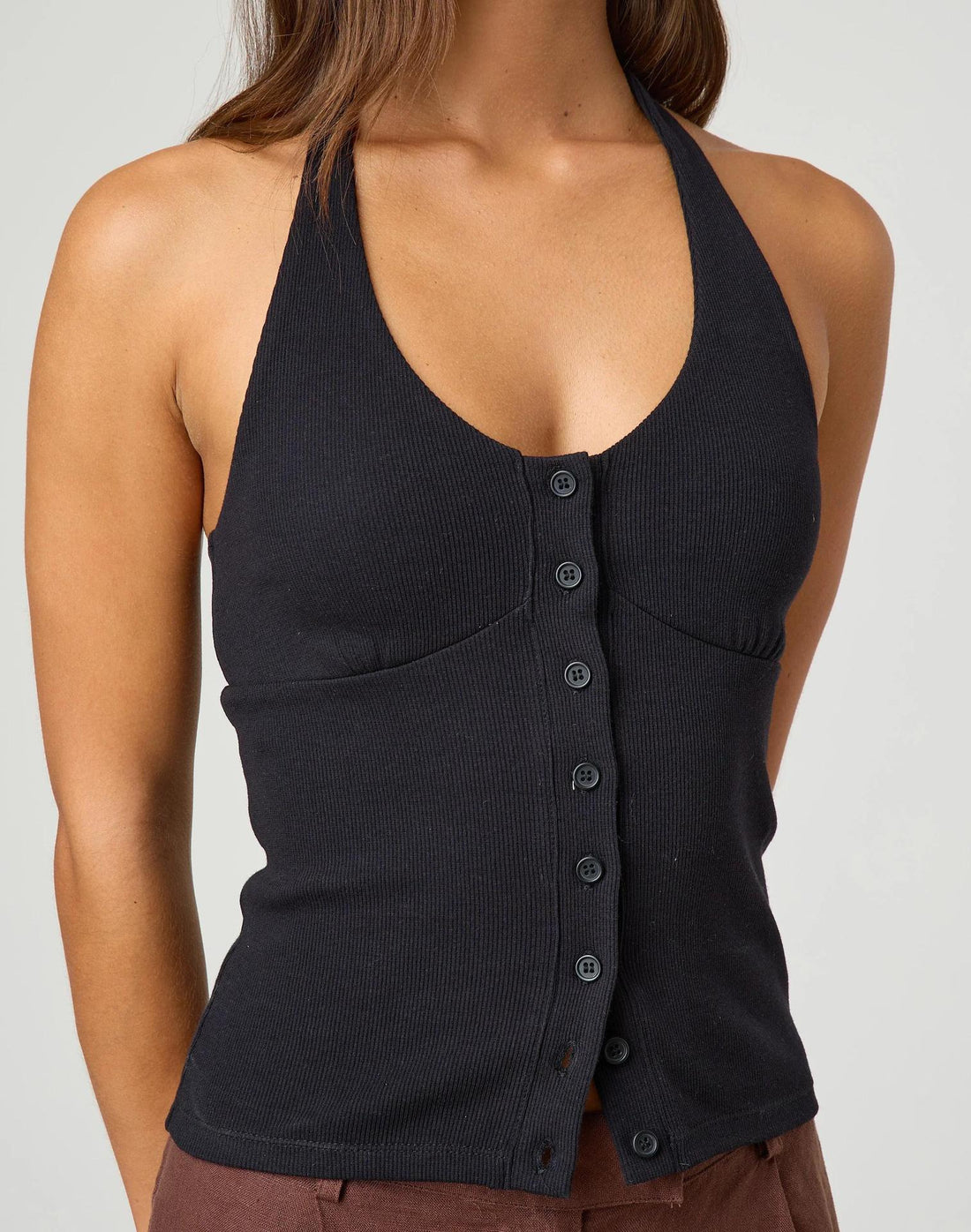 Sexy Backless Round Neck Sleeveless Knit Vest DP25E998