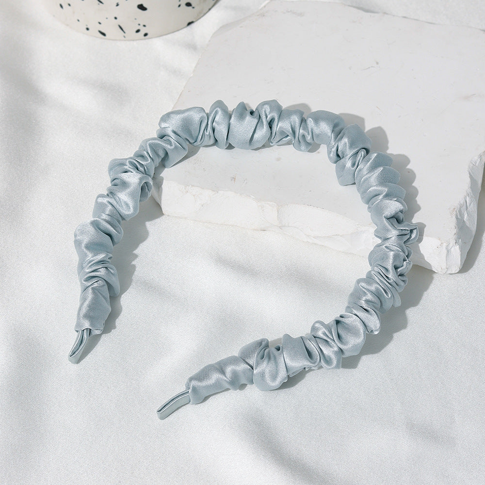 Minimalist Ruched Solid Color Mulberry Silk Headband 6W6HBD372