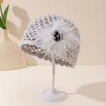 Vintage Hollow Out Feather Flower Crochet Beanie Cap 8BK6HAT199T