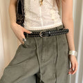 Trendy Double Grommet Studded PU Leather Belt 6W6JBT194