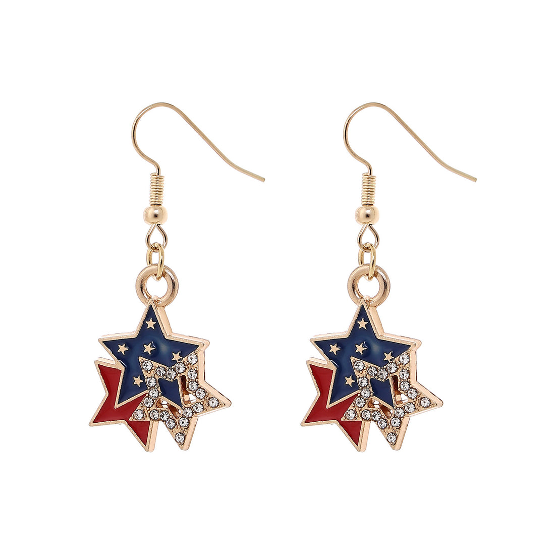 Retro Gold Plated USA Flag Pendant Hook Earrings 8ZA6JER305L