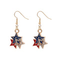 Retro Gold Plated USA Flag Pendant Hook Earrings 8ZA6JER305L