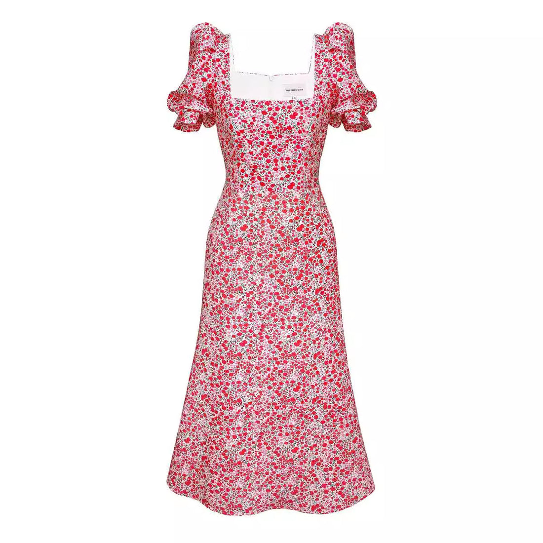 Elegant Floral Print Square Neck Midi Dress DP25D942