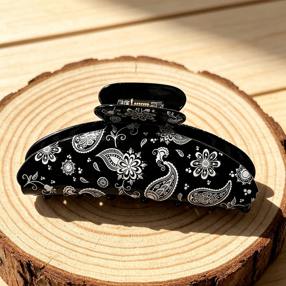 Boho Style Paisley Print Acrylic Hair Clip 6W6HCP1630