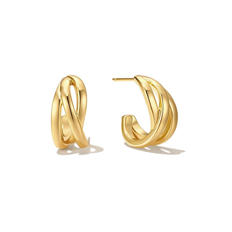 Irregular Twist Wavy Line C-shaped Earrings 6W6JER571