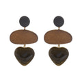 Wooden Heart Drop Earrings - DippedShop Wholesale - #7971
