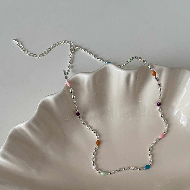 Cute Colorful Beaded Snake Chain Necklace 6W6JNC432