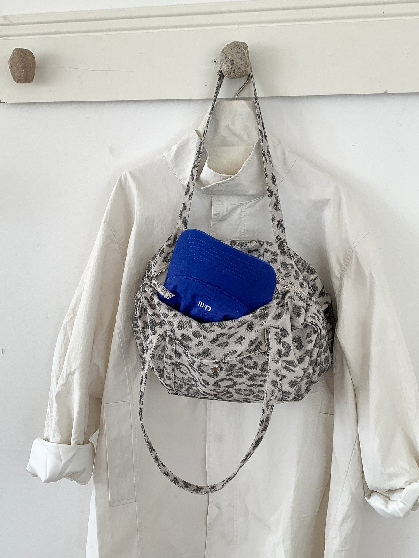 Vintage Leopard Print Large Capacity Shoulder Bag 6W10BBG1361