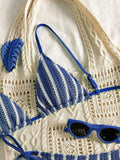 Striped Triangle Bikini Set - DippedShop Wholesale - #0195