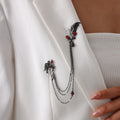 Dark Gothic Feather Rose Red Crystal Brooch 6W6JPB65