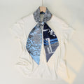 Minimalist Color Block Striped Print Silk Scarf 6W6NSI178
