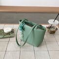 Trendy PU Solid Color Bucket Tote Bag 6W10BBG1889