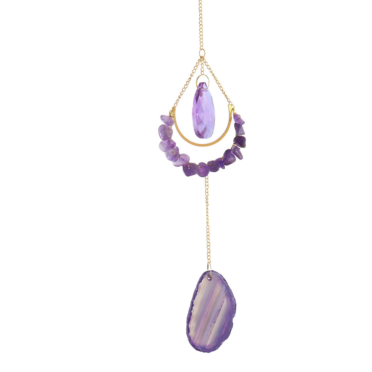 Natural Stones Purple Crystal Moon Wrap Suncatchers MK2CZAS6H7HLS74