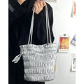 Minimalist Ruched Drawstring Bucket Shoulder Bag 6W10BBG1395