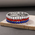 Vintage Gold Plated American Flag Pendants Chain Bracelet 8ZA6JBR130T