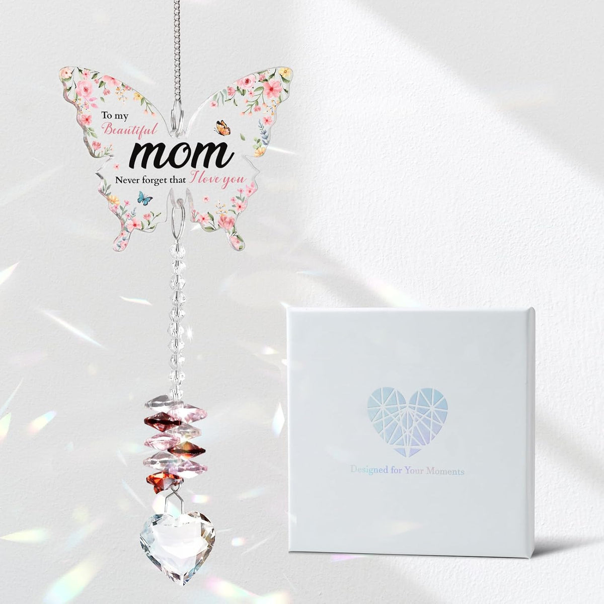 Colorful Butterfly Crystal Bead Wind Chime Suncatcher 6H7HLS215