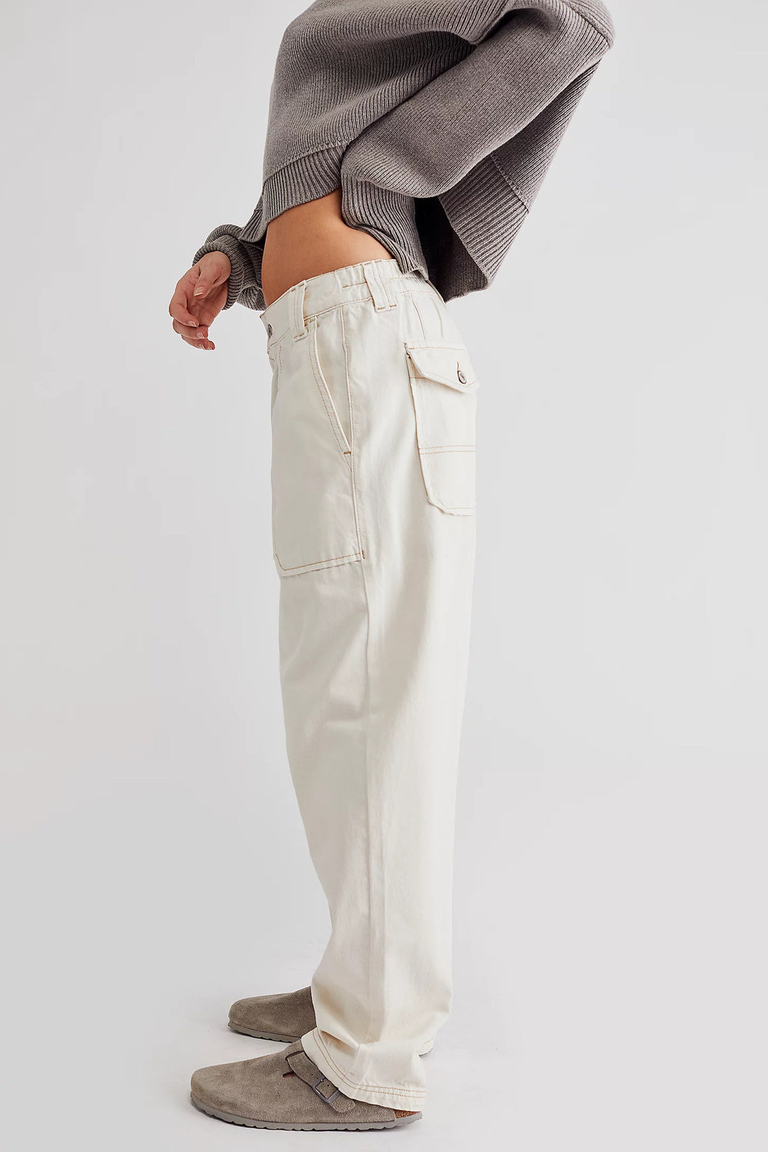 Casual Mid Waist Solid Color Denim Pants DP25G692