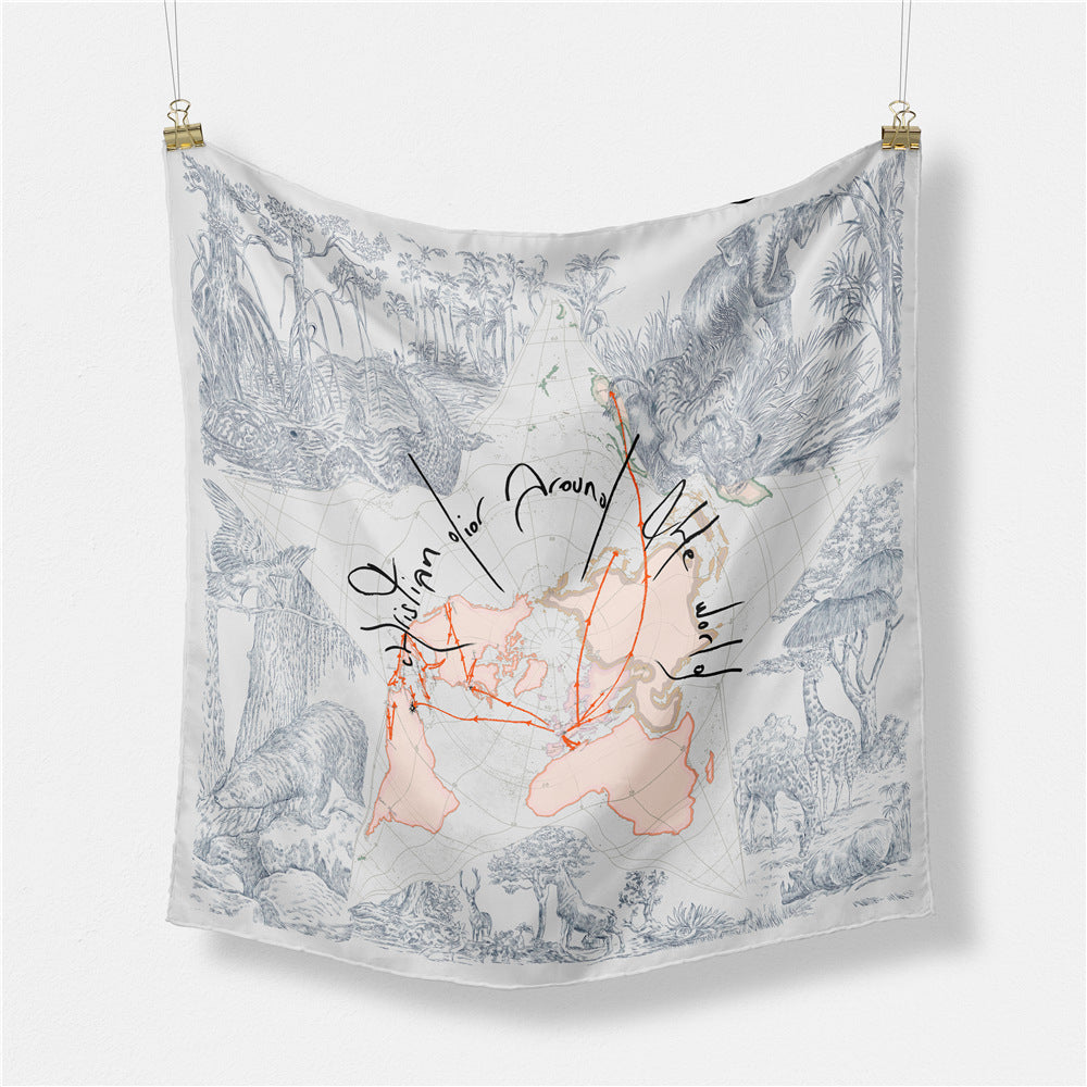 Fashion Abstract Print Versatile Square Silk Scarf 8BW6NSI14