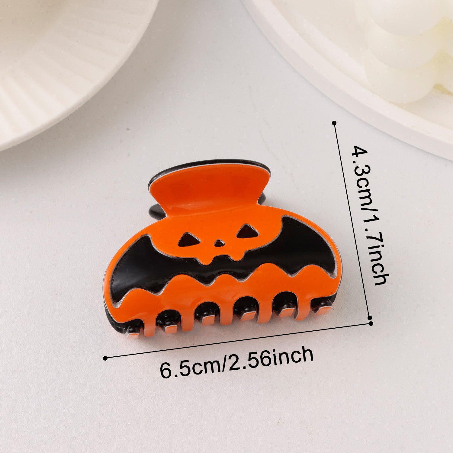 Cute Halloween Color Block Pumpkin Hair Claw 6W6HCP1311