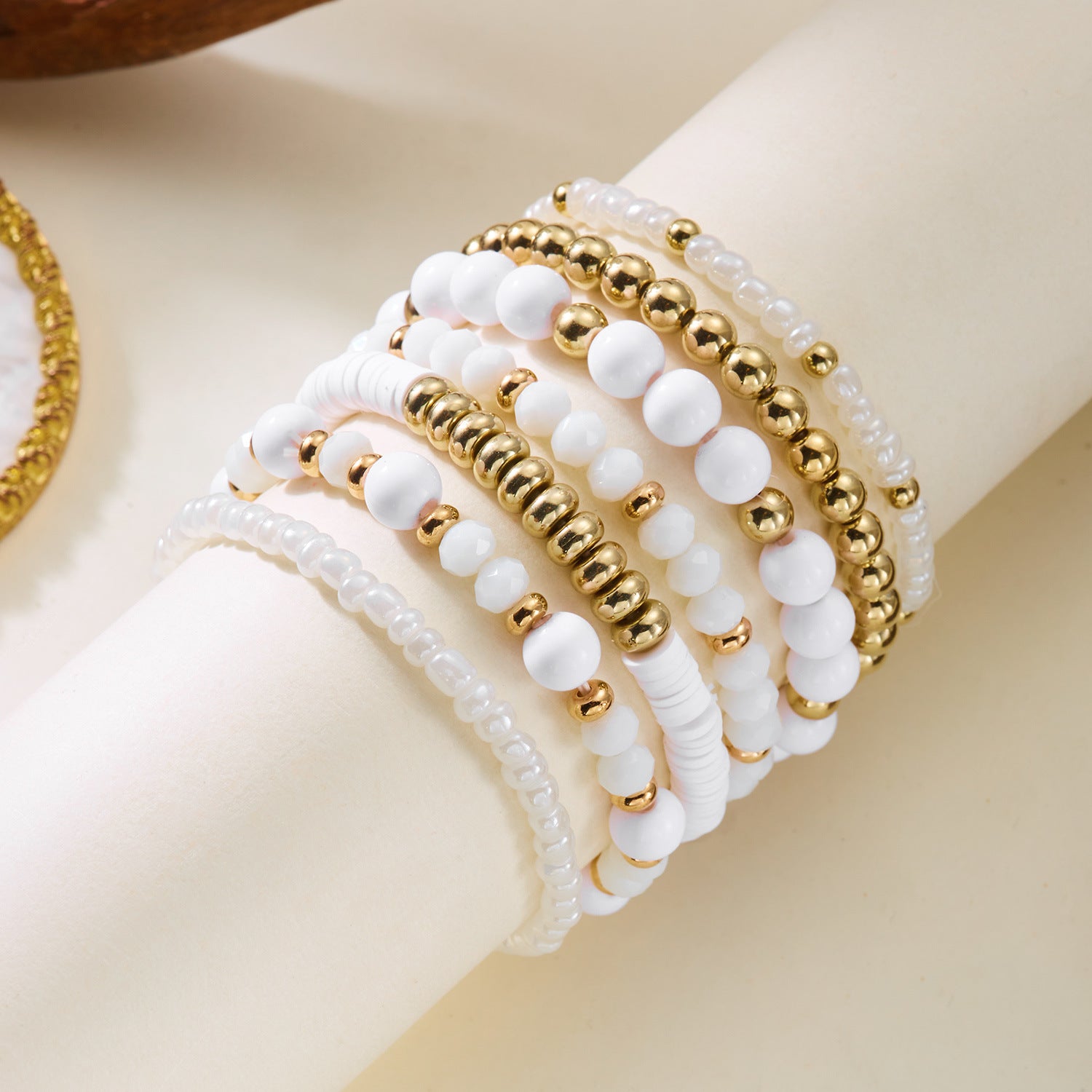 Retro Wooden Bead Strtchy Multi-Layer Bracelets 6W6JBR503