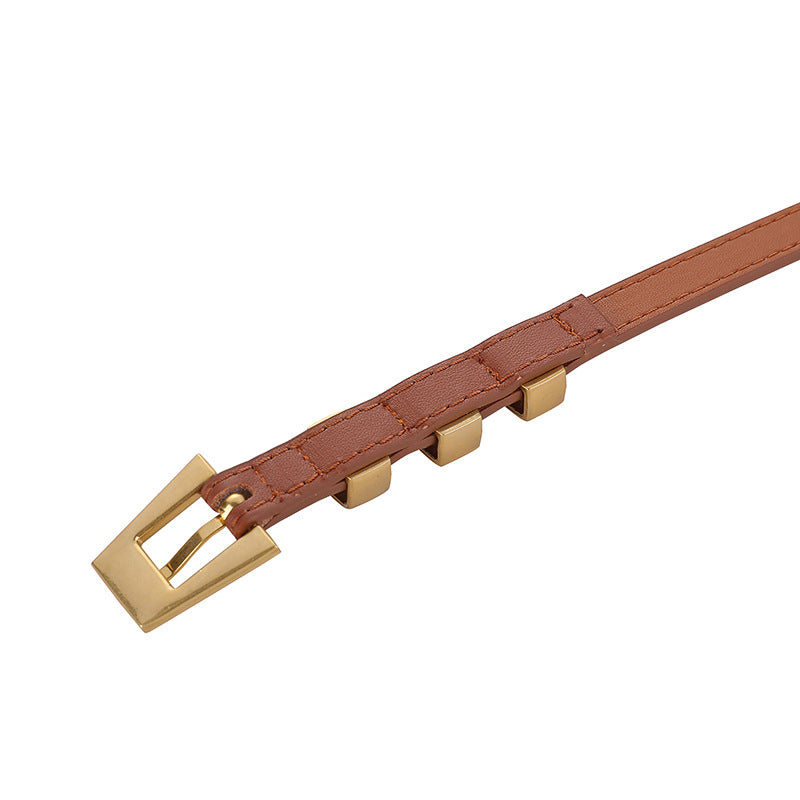 Minimalist Unique Buckle SKinny Leather Belt MK2MBAS6W6JBT153