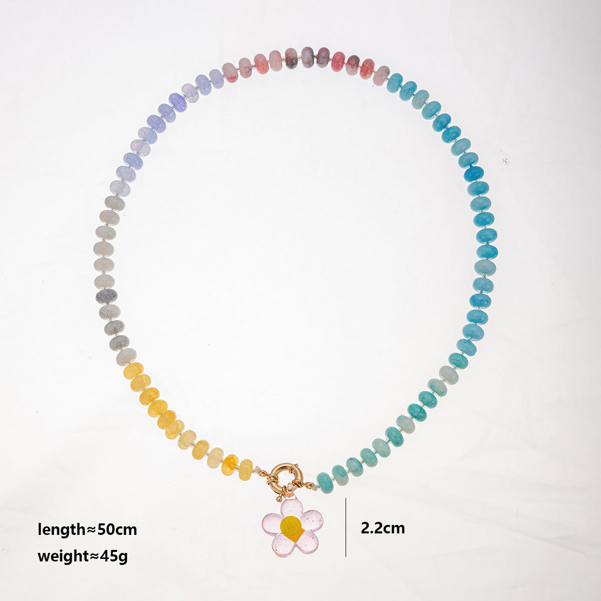 Handmade Multi-Color Flower Pendant Beaded Necklace 6W6JNC420L