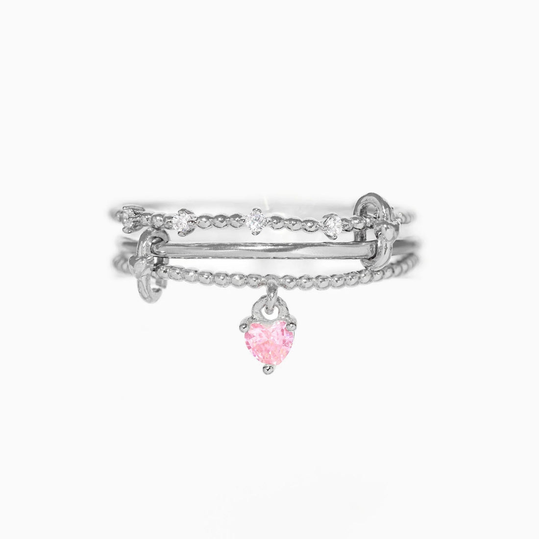 Multi-layer Heart Zircon Pendant Adjustable Ring DP25E735