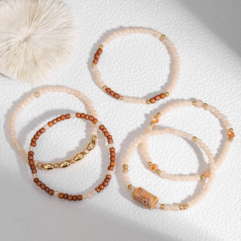 Boho Multi-Layer Seed Bead Bracelet Set 6W6JBR490