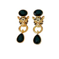 Vintage Rhinestone Gold Plated Tiger Head Drop Earrings 6W6JER821