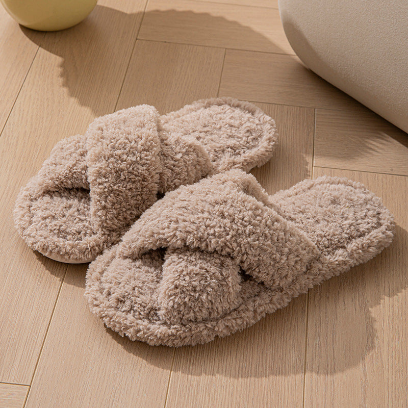 Cross Band Wool Slippers - DippedShop Wholesale - #8531