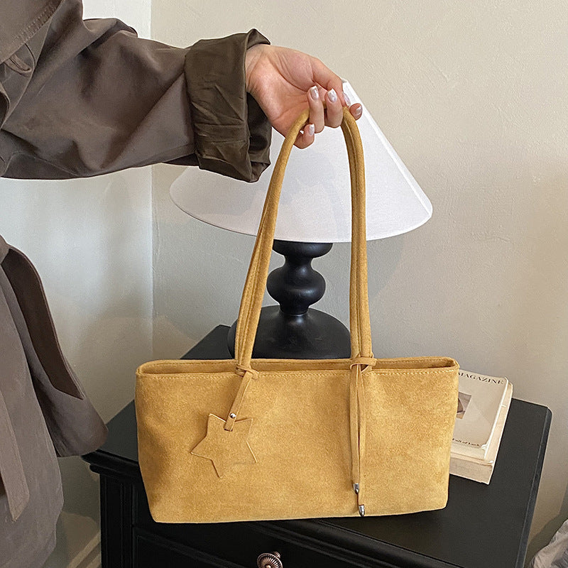Simple Solid Color Suede Shoulder Bag 6W10BBG1871