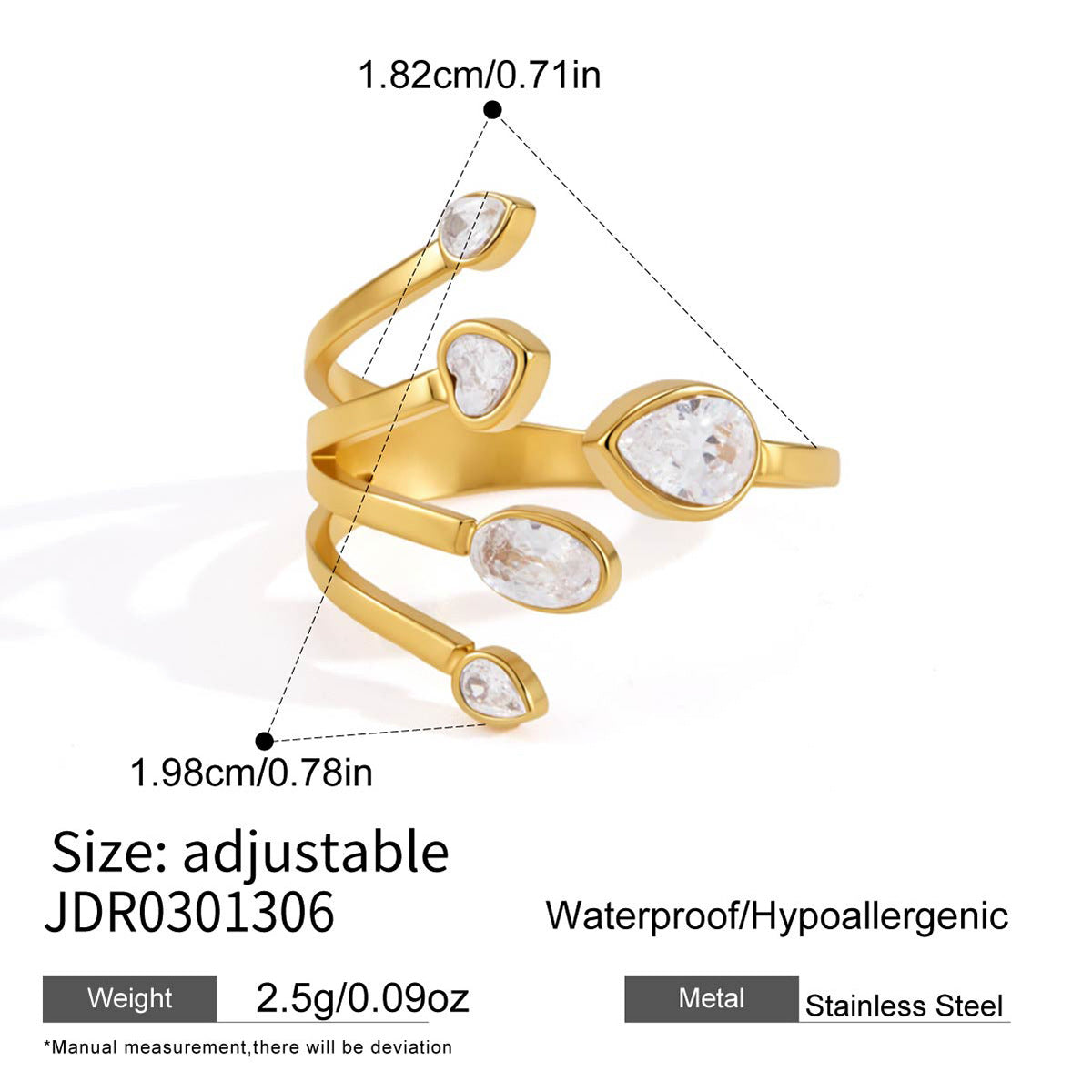 Chunky Cubic Zirconia Open Ring - DippedShop Wholesale - #9331