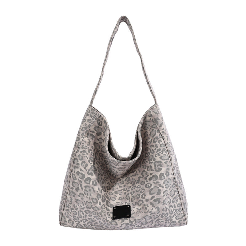 Vintage Cold-Grey Leopard Tote Bag 6W10BBG2367