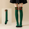 Christmas Bow Pom Pom Thigh High Socks 6W8FSO914