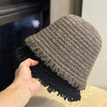 Fringe Trim Knit Bucket Hat - DippedShop Wholesale - #9587