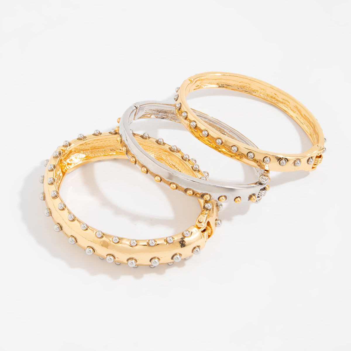 Punk Style Color Contrast Rivet Studded Bracdelet Set 6W6JBR597