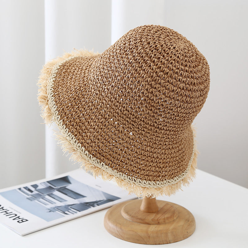Wide Brim Straw Bucket Hat - DippedShop Wholesale - #5715