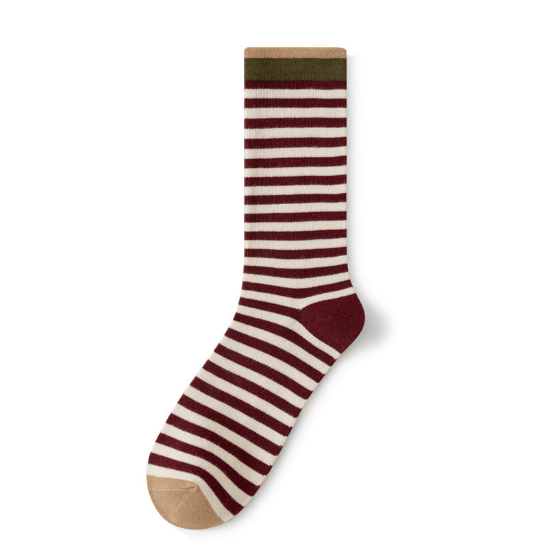 Classic Colorful Striped Mid Calf Socks 6W8FSO775