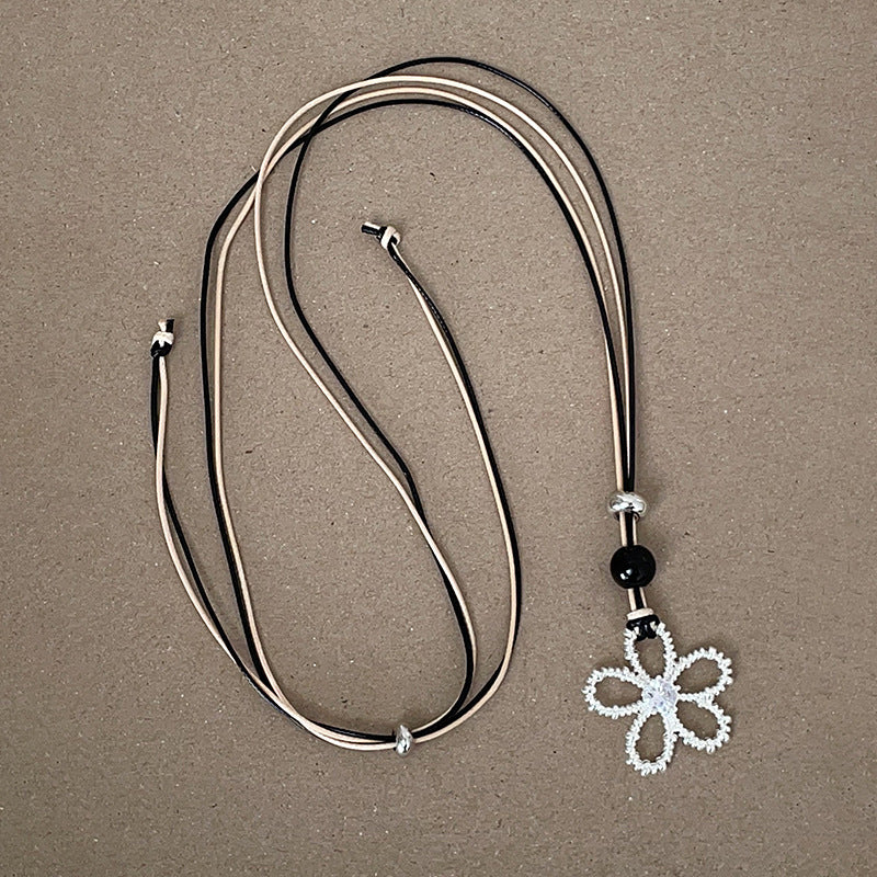 Simple Flower Heart Pendant Chain Necklace 6W6JNC439