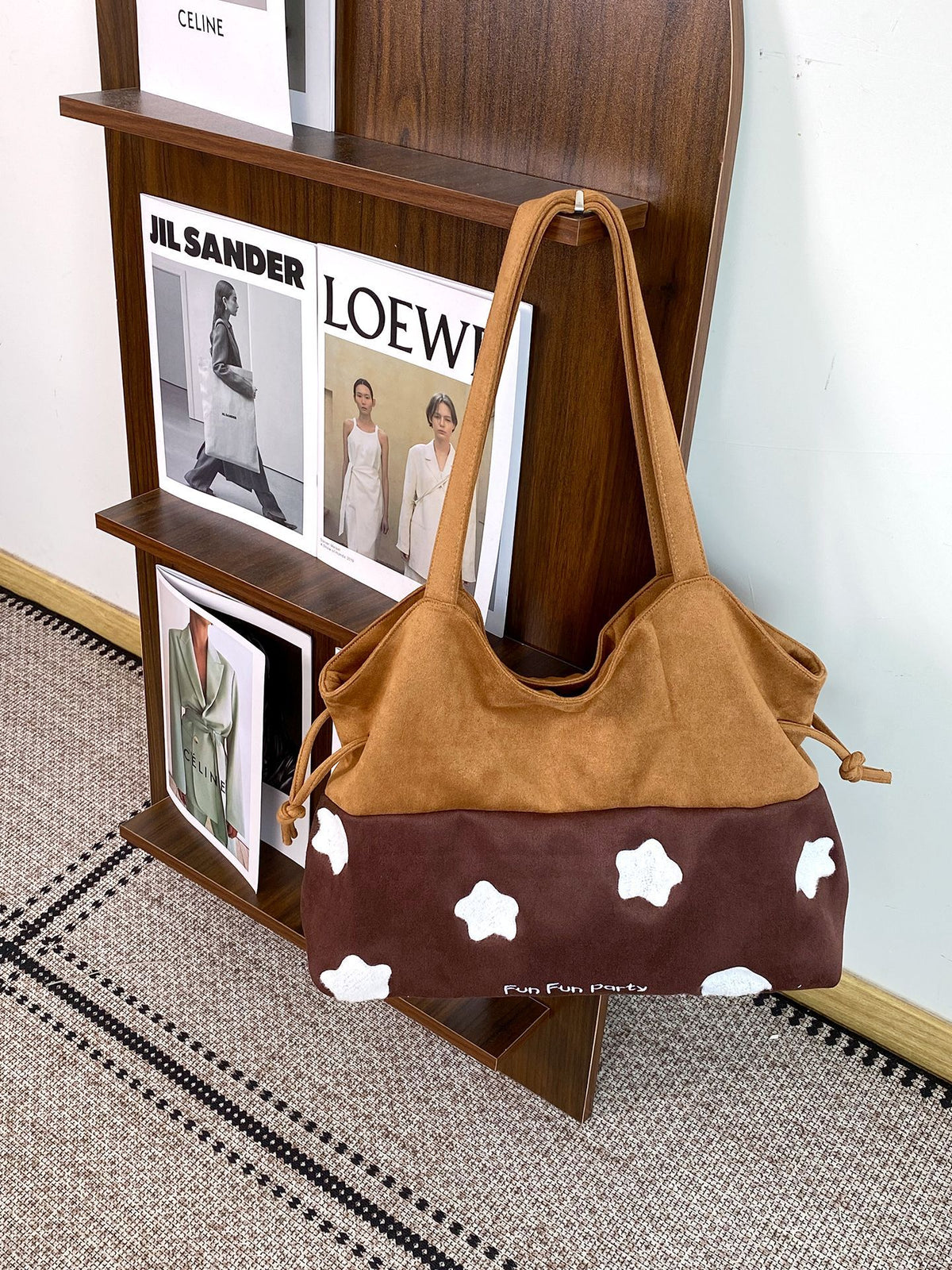 Star Embroidery Patchwork Tote Bag - DippedShop Wholesale - #2691