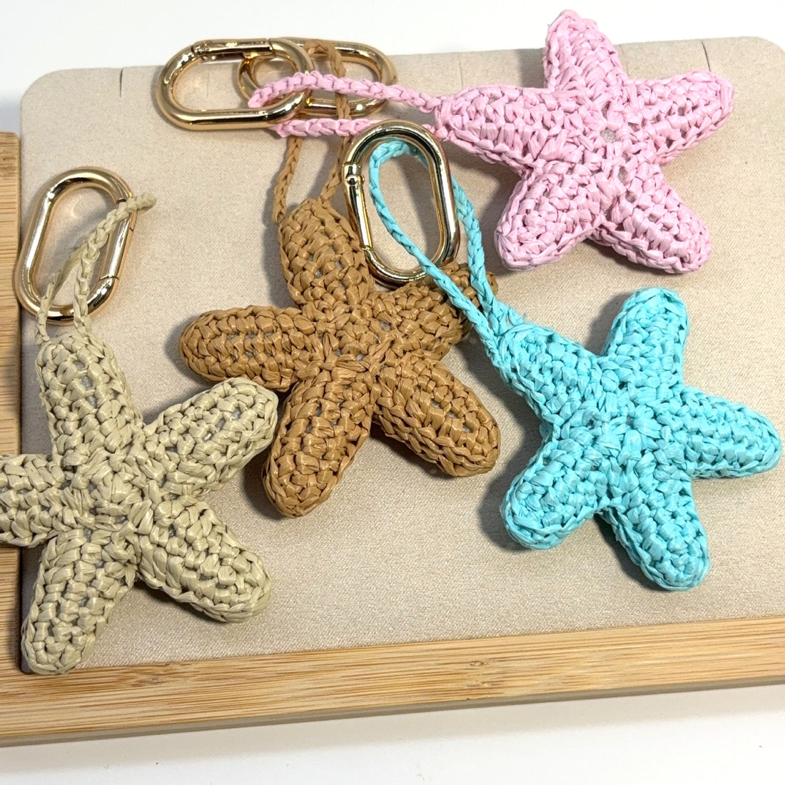 Handmade Raffia Starfish Keychain - DippedShop Wholesale - #4227