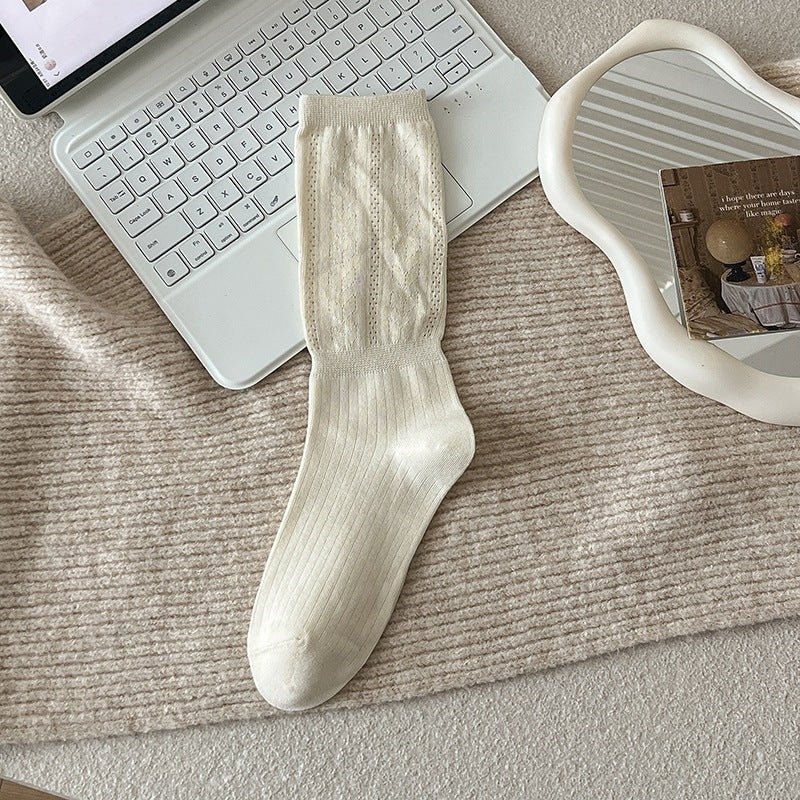 Simple Hollow Out Slouchy Crew Socks 6W8FSO814